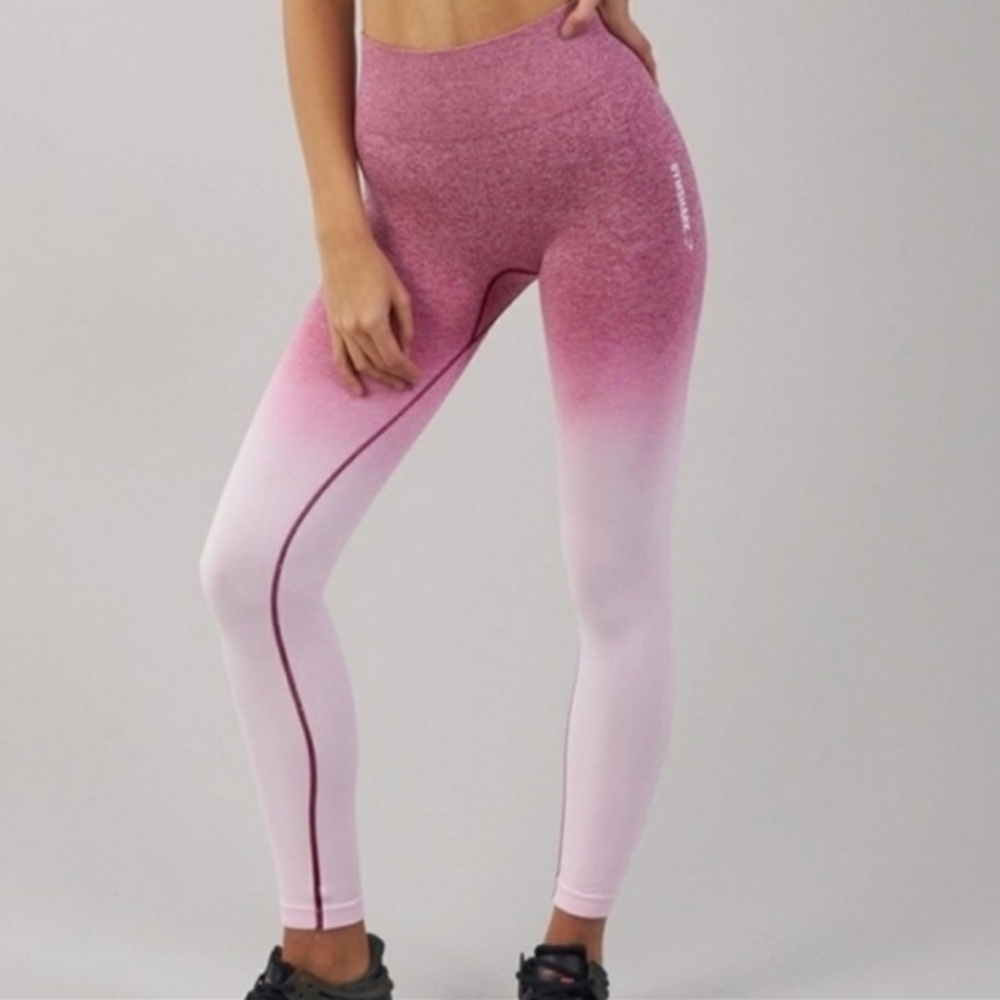 Gymshark Ombre Pink and White Active Stretch Workout Leggings